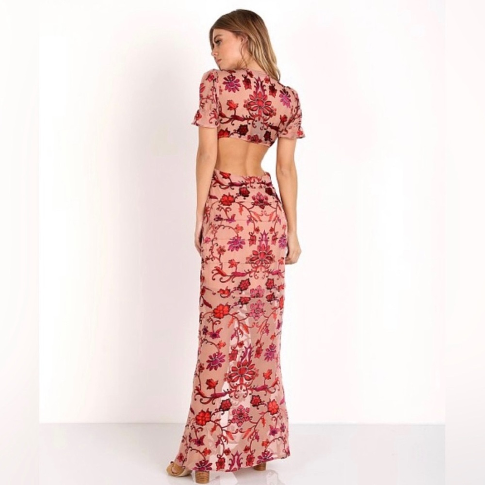 For Love And Lemons Pink Floral Embroidered Maxi Dress
